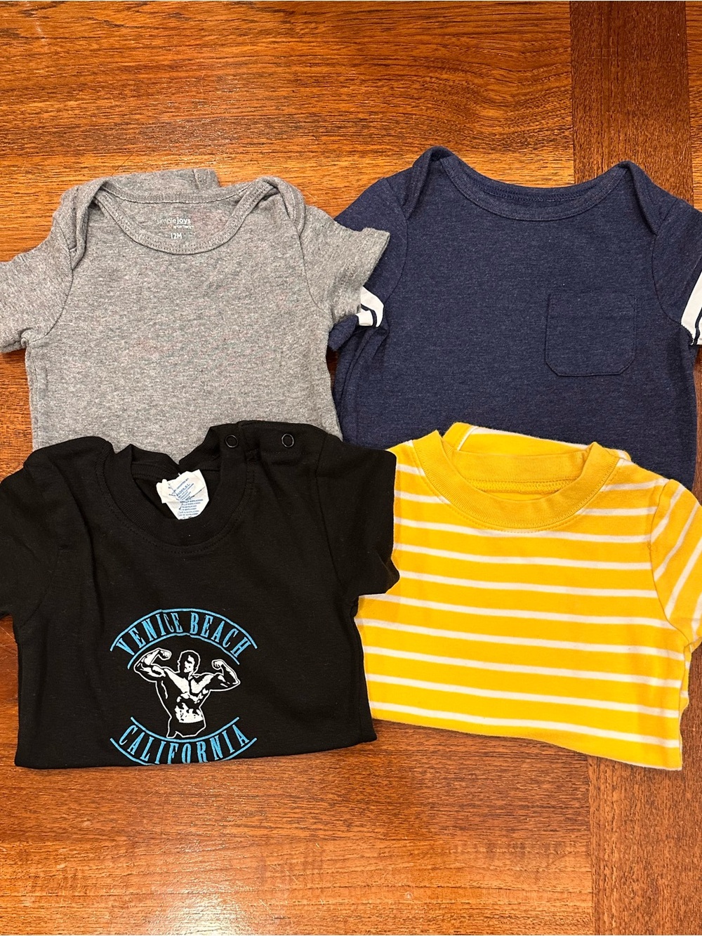 Set of 4 Boys Short Sleeve Bodysuits, 12 Months